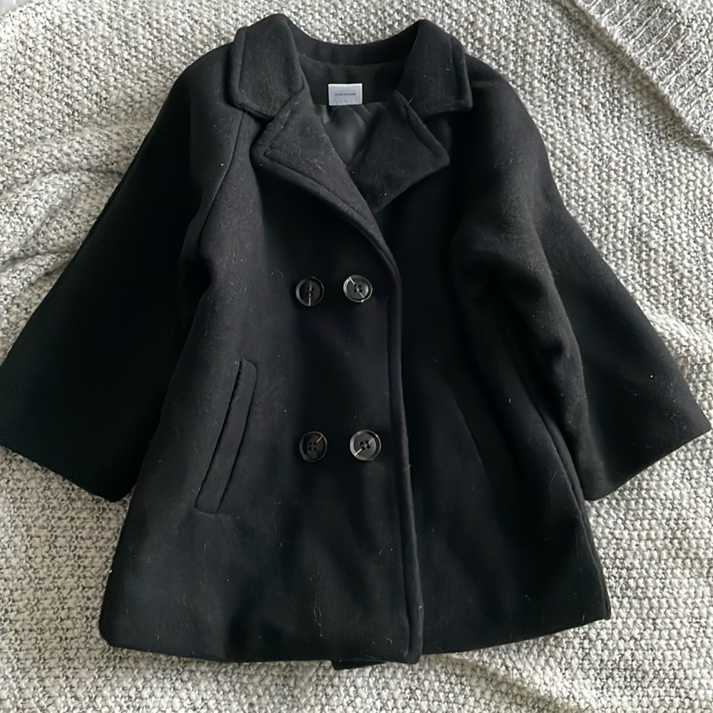 Wool blend double breast coat - Black 3T